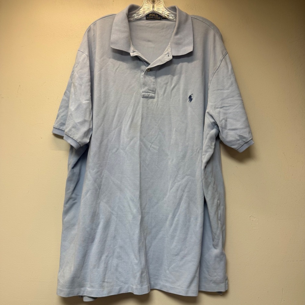 Polo Ralph Lauren Polo Shirt Mens 2XLT Light Blue Good Short Sleeve Cotton Pique